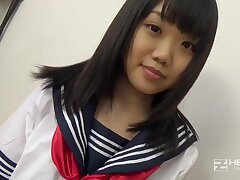 Natsuno Himawari, a young Asian girl, has sex while wearing her school uniform